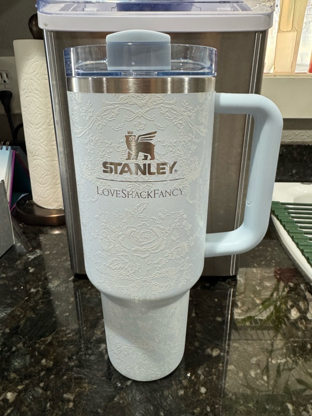 Stanley Pale Blue LoveShackFancy Insulated Travel Mug with Handle